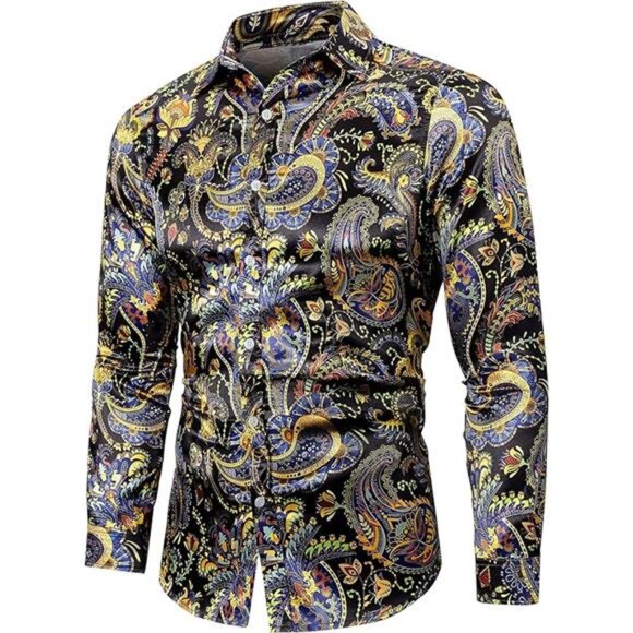 NEW Shiny Silky Satin Shirt for Men Stretchable - Picture 7 of 7